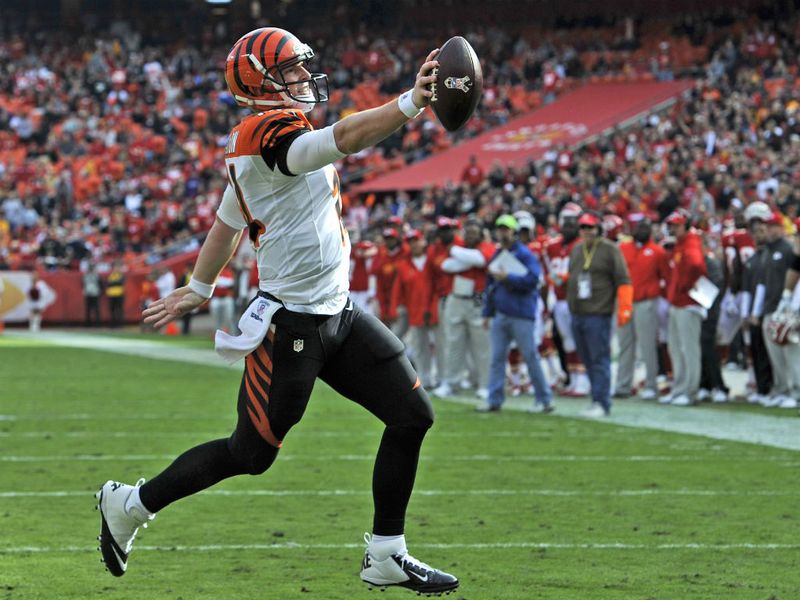 Cincinnati's Andy Dalton celebrates a touchdown during the Bengals' 28-6 win over Kansas City