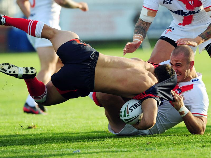 Wigan's Lee Mossop left nothing to chance with a ball and all tackle
