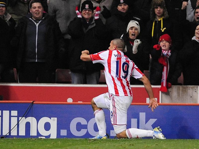 Ten minutes from time Stoke equalise against Newcastle, Cameron Jerome gets down the right and crosses for Walters who heads past Tim Krul.