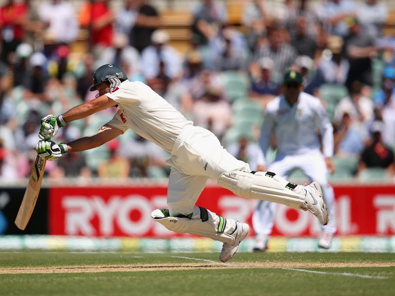 Ricky Ponting made only four before being bowled, his feet knocked out from under him.