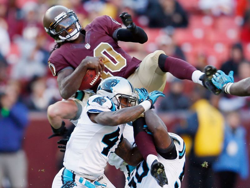 Robert Griffin III was put under pressure often as the Redskins lost to the Panthers