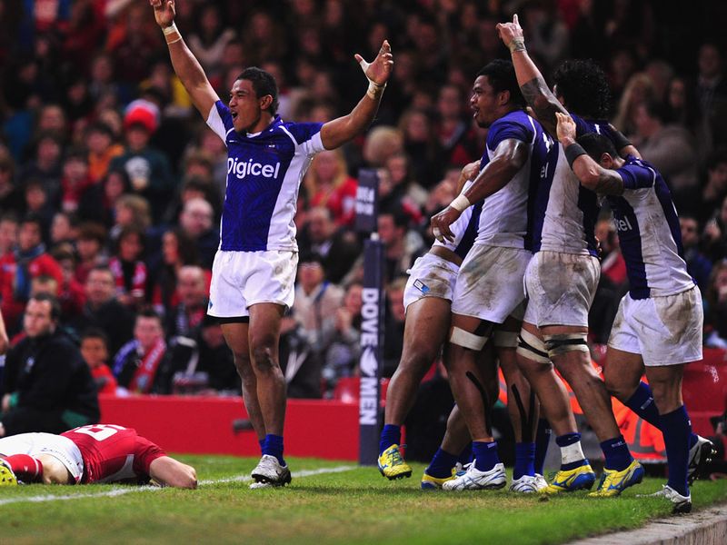 Samoa celebrate another famous victory over Wales