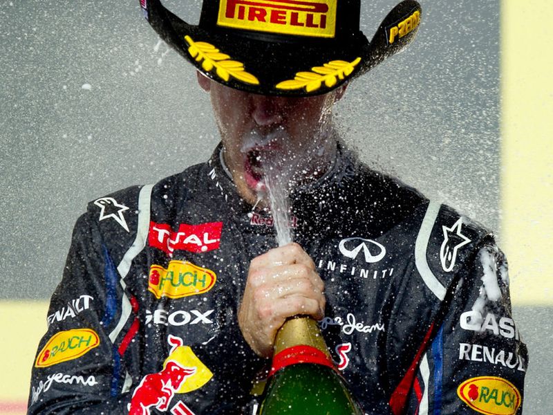 Vettel gets a high-pressure drink