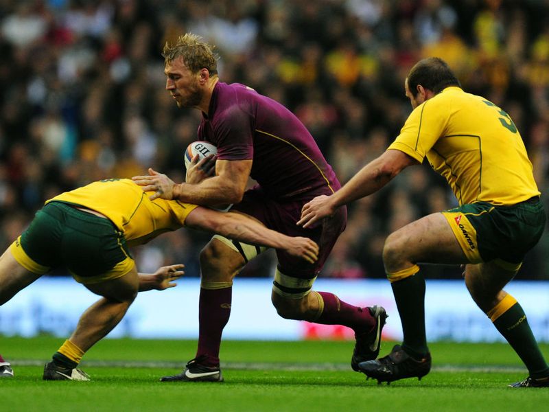 Skipper Chris Robshaw makes some hard yards...
