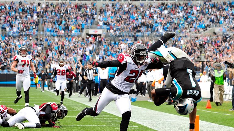 Cam Newton: Carolina Panthers quarterback makes spectacular entrance into the end zone