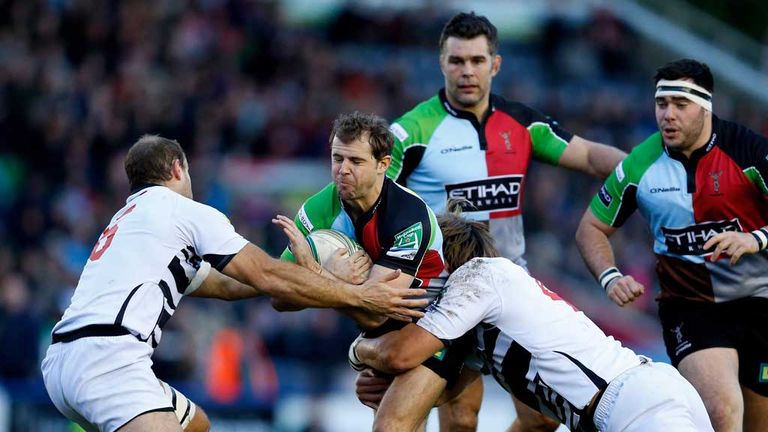 Zebre players in action against Harlequins