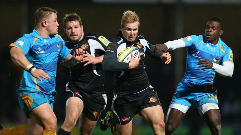Jason Shoemark on the charge for Exeter