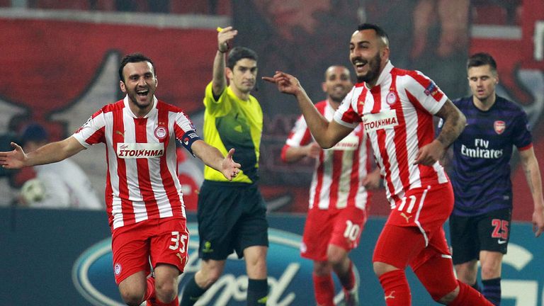 Kostas Mitroglou: Celebrates his winner against Arsenal