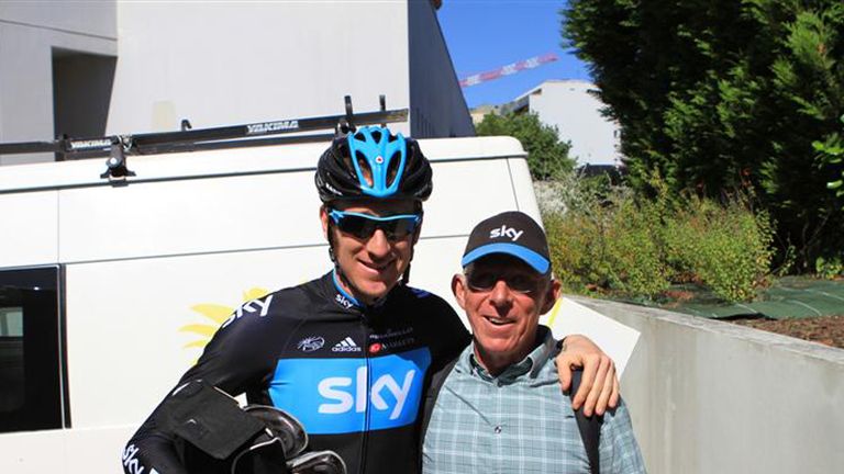 Loyal fan: Rusty with Bradley Wiggins