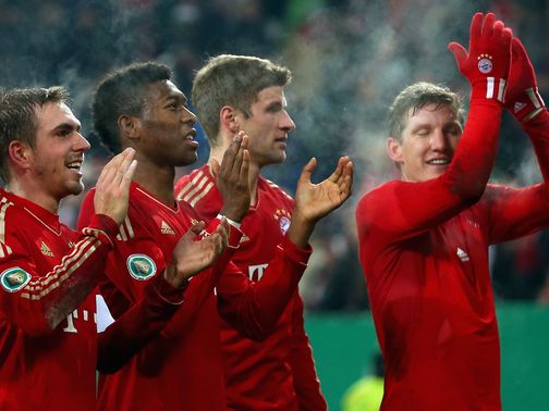 Bayern Munich celebrate their win over Augsburg