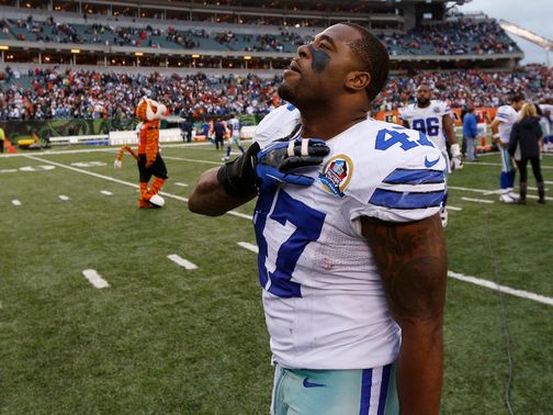 An emotional Lawrence Vickers after Dallas beat the Bengals