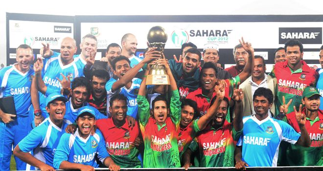 Bangladesh celebrate their one-day series victory over West Indies