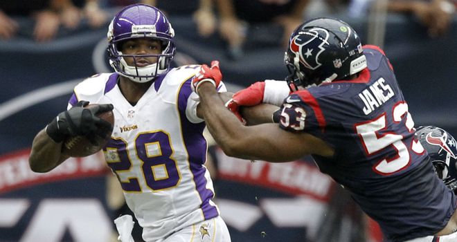Adrian Peterson: still short of 2,000 yards rushing, despite Minnesota winning on the road