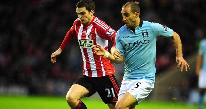 Adam Johnson: On the ball against former club Manchester City