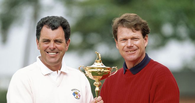 Bernard Gallacher and Tom Watson clashed in Ryder Cup action