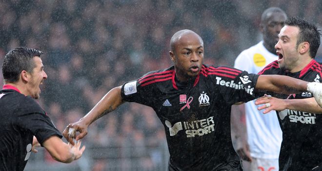 Andre Ayew: Celebrates goal for Marseille