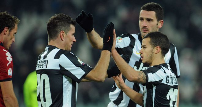 Sebastian Giovinco: Celebrates his winner against Cagliari on Wednesday night