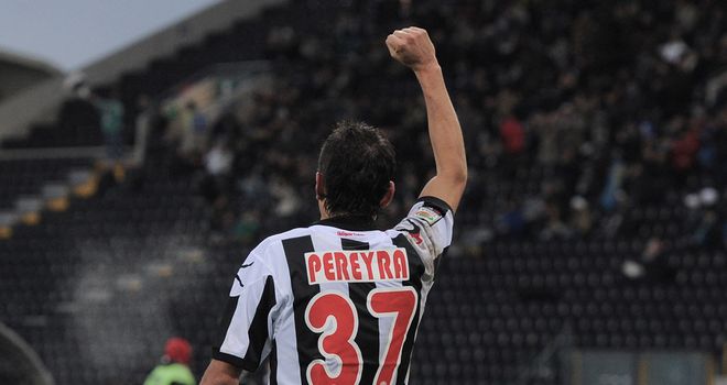 Roberto Pereyra enjoys his goal.
