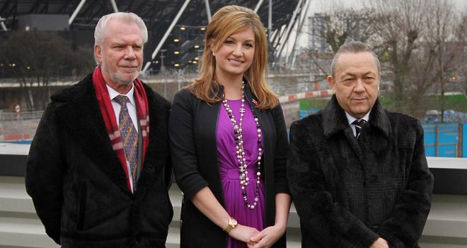 West Ham's David Gold, Karren Brady and David Sullivan