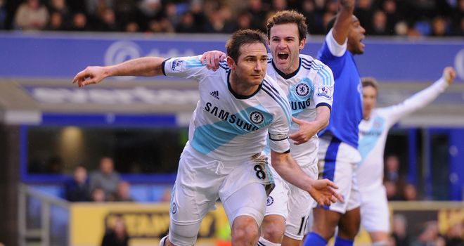 Frank Lampard was the two-goal hero as Chelsea beat Everton