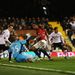 Fulham grab a goal back just minutes later. Berbatov's header hits the bar and after a blocked shot, the ball falls to Bryan Ruiz who finds the corner.