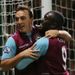 Mark Noble celebrates after levelling from the penalty spot