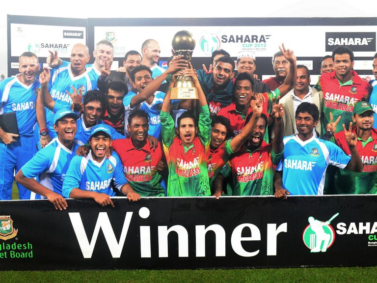 Bangladesh celebrate their one-day series victory over West Indies