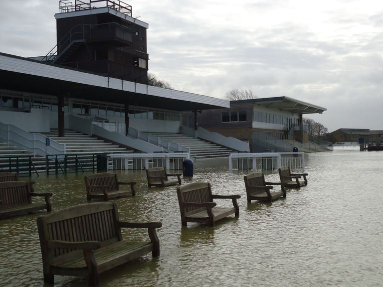The bleak scene at Huntingdon on Sunday