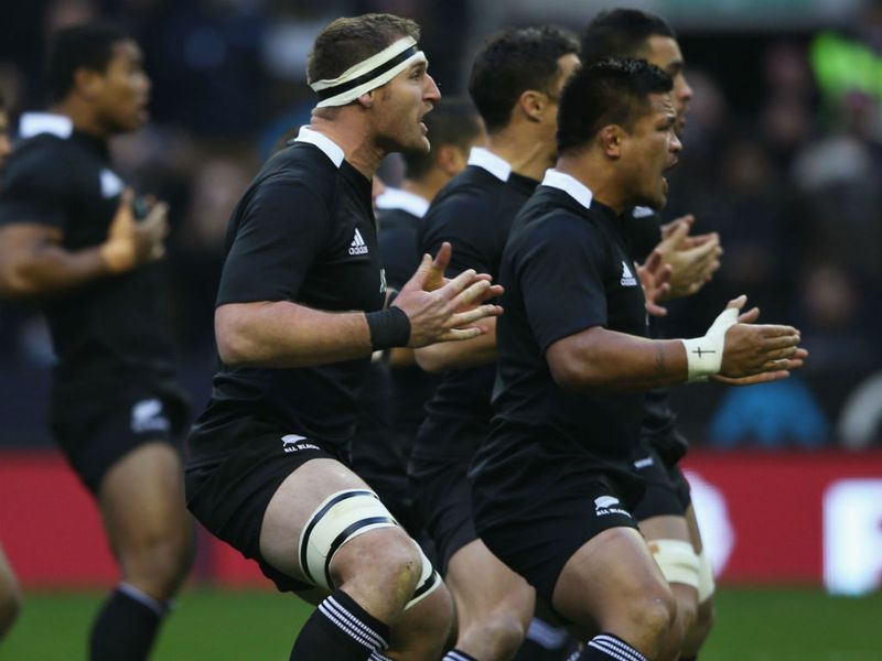 New Zealand perform their famous haka before the game gets underway
