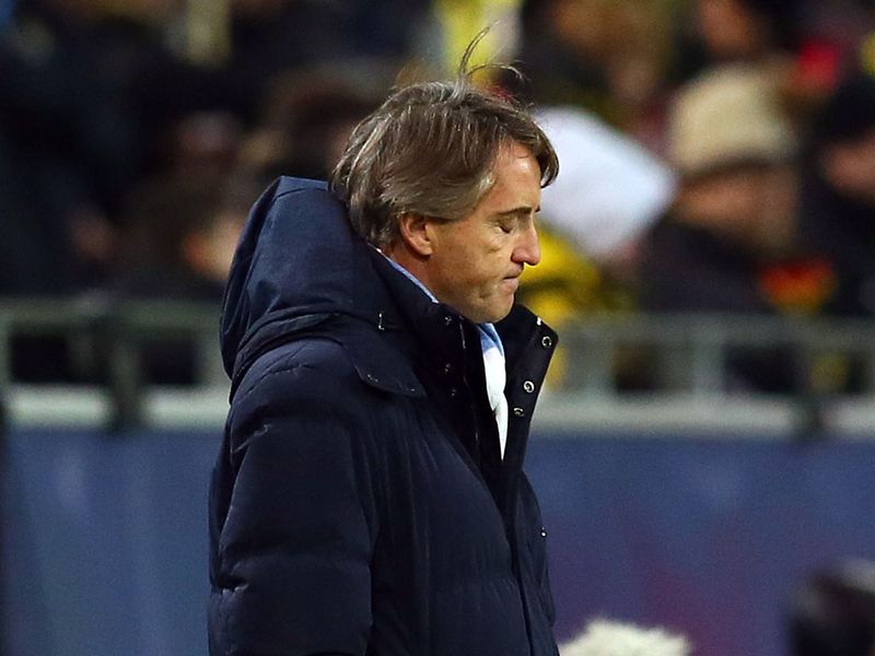 Roberto Mancini showed his dejection as complete elimination from European competition this season loomed