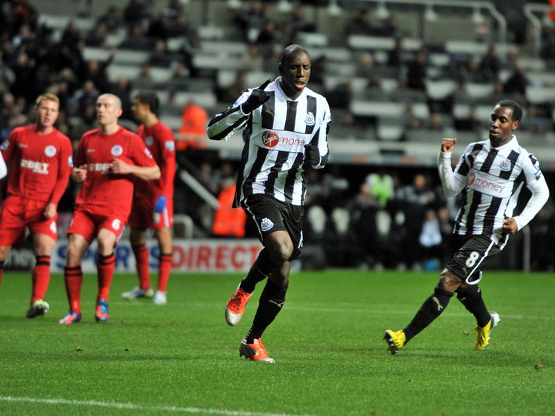 The striker ran away to celebrate the goal.