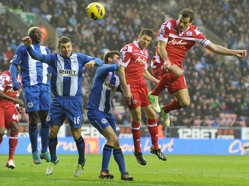 Ryan Nelsen equalises for QPR on 26 minutes, heading into the top corner.