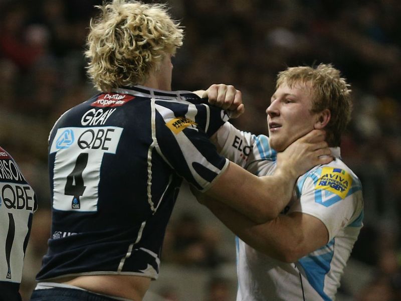 Hard-fought: Sale's Richie Gray and Matt Kvesic of Worcester both scored tries for their respective sides