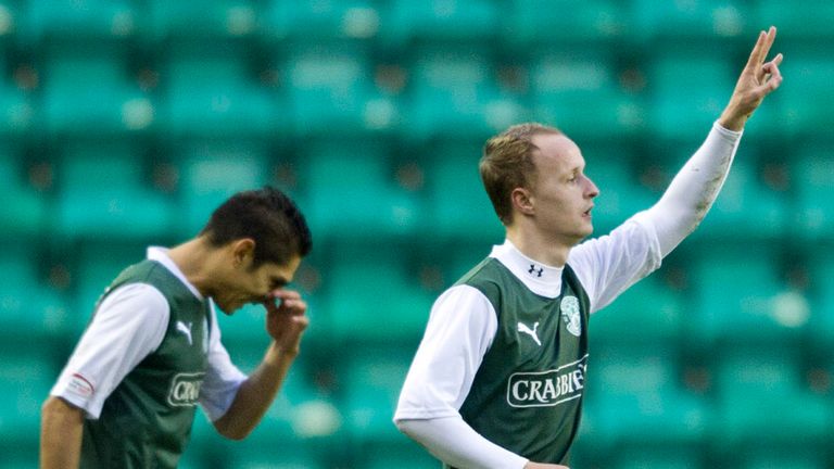 Griffiths: Celebrates scoring for Hibernian