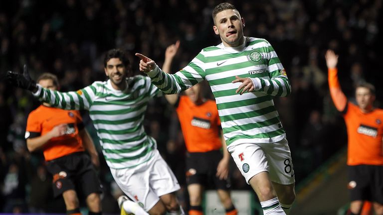 Gary Hooper: Celebrates scoring for Celtic against Dundee United