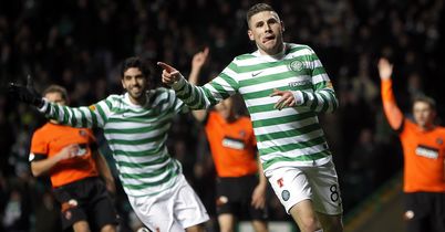 Gary Hooper: Celebrates scoring for Celtic against Dundee United