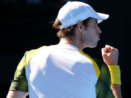 Andy Murray celebrates as he reaches the semi-finals