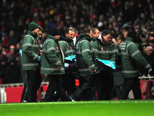 Dan Potts: Had to be stretchered off at the Emirates