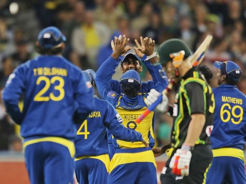 Sri Lanka celebrate the departure of David Warner