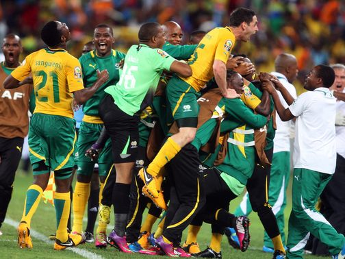 South Africa celebrate May Mahlungu's strike
