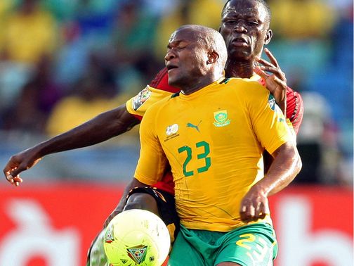 Tokelo Rantie looks to controls the ball