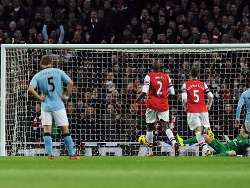 Dzeko's penalty was saved by Szczesny&nbsp;