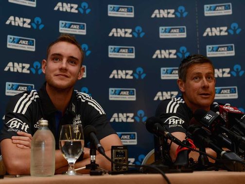 Stuart Broad and Ashley Giles prior to New Zealand series