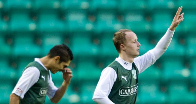 Griffiths: Celebrates scoring for Hibernian