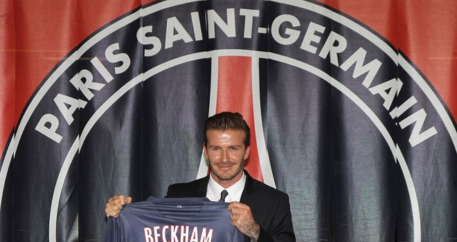 David Beckham: Reunited with former AC Milan boss Carlo Ancelotti at Paris Saint-Germain.
