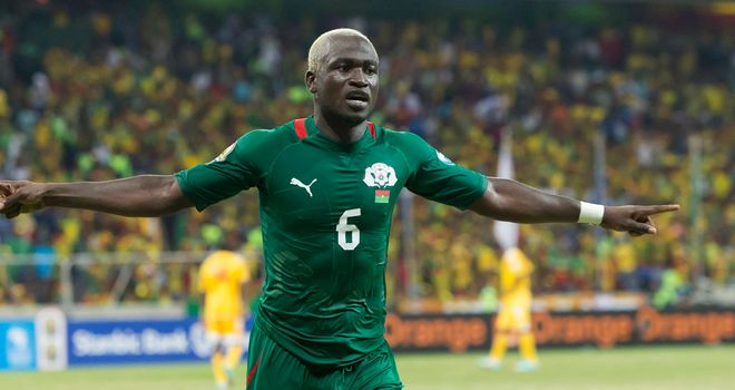 Djakaridja Kone: Celebrates his goal for Burkina Faso