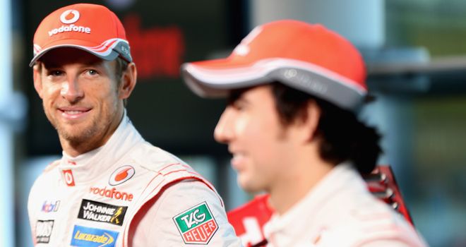 McLaren team-mates Jenson Button and Sergio Perez