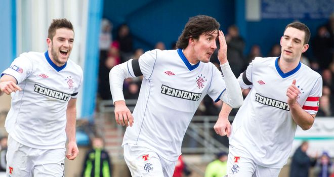 Fran Sandaza: Celebrates scoring the winner for Rangers