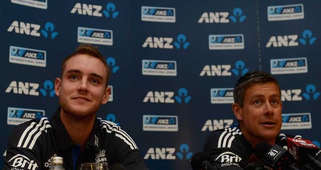 Stuart Broad and Ashley Giles prior to New Zealand series