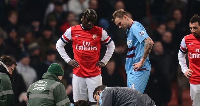Dan Potts: Knocked unconscious after clash with Arsenal's Bacary Sagna